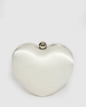 White Heart Hardcase Clutch Bag