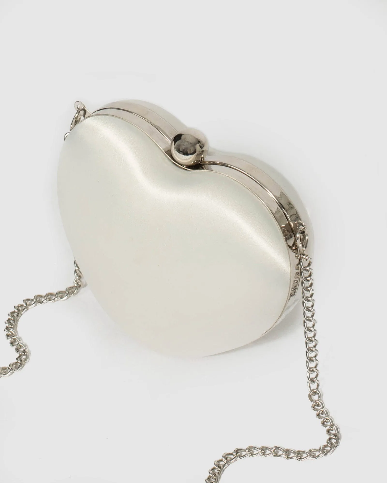 White Heart Hardcase Clutch Bag
