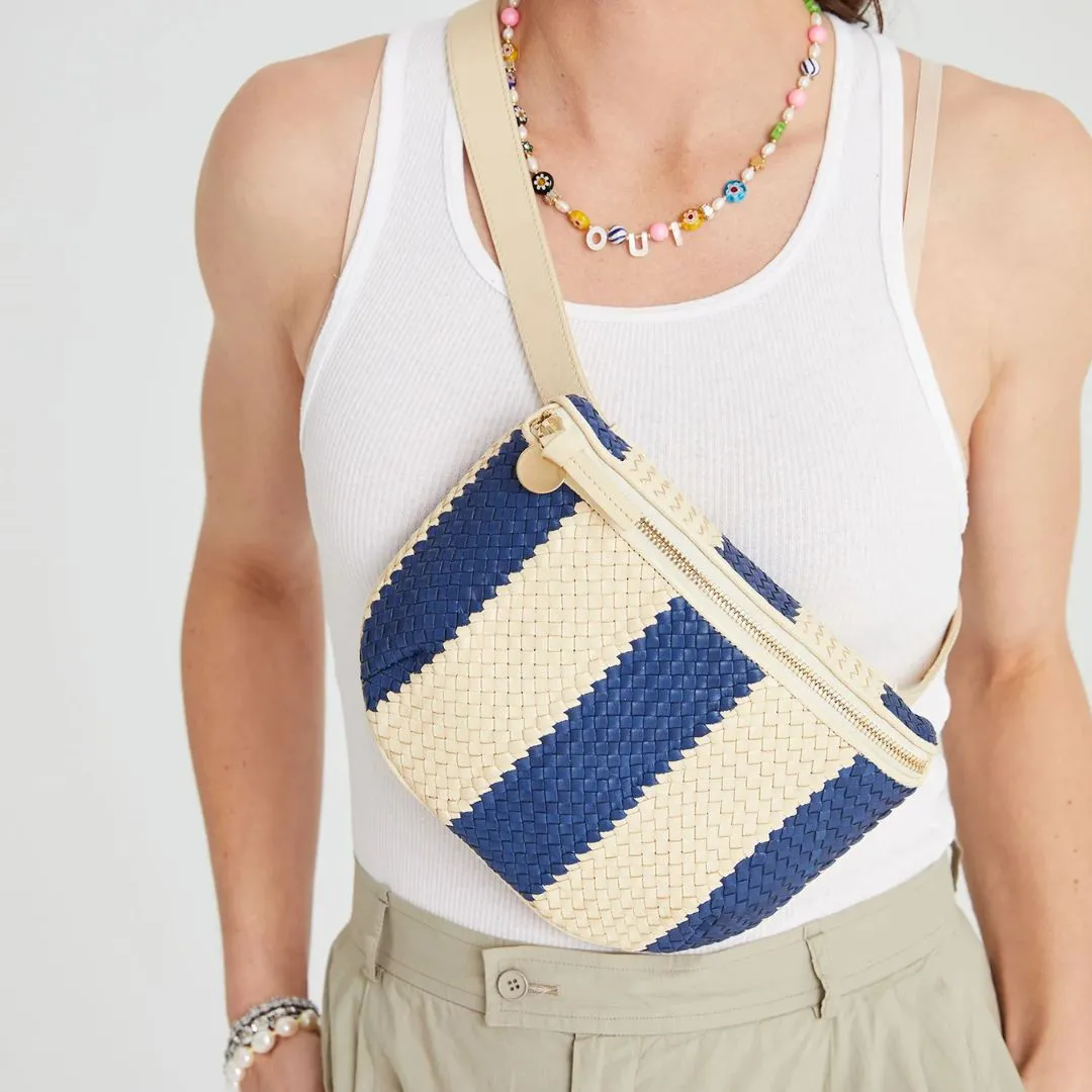 Woven Racing Stripes Fanny Pack (Indigo   Cream)