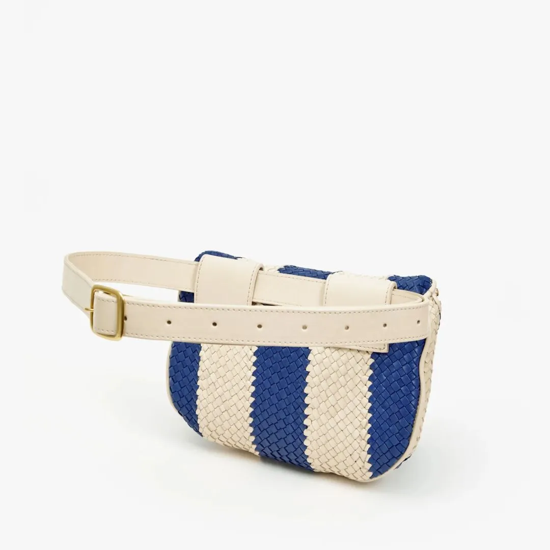 Woven Racing Stripes Fanny Pack (Indigo   Cream)
